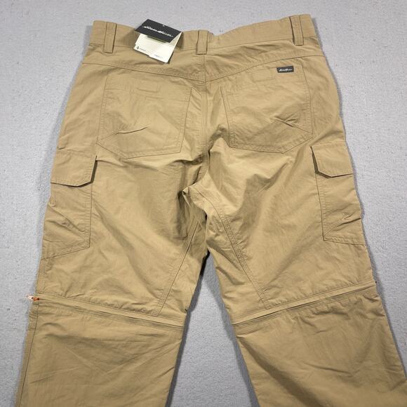 Eddie‎ Bauer Exploration II Convertible Pants Men 33x32 Saddle Zip-Off Cargo NWT - Picture 12 of 14
